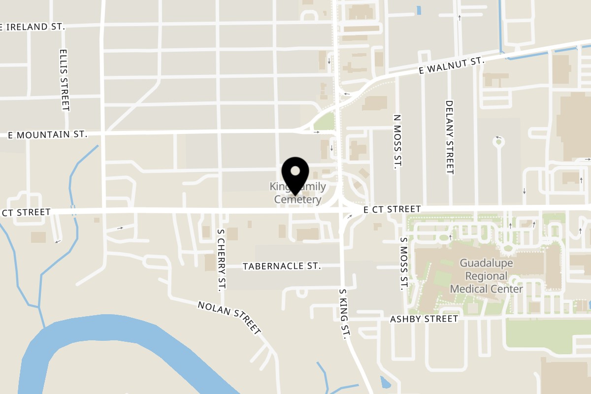 Map showing the location of Rusty Rooster Seguin on 1056 E Court St in Seguin