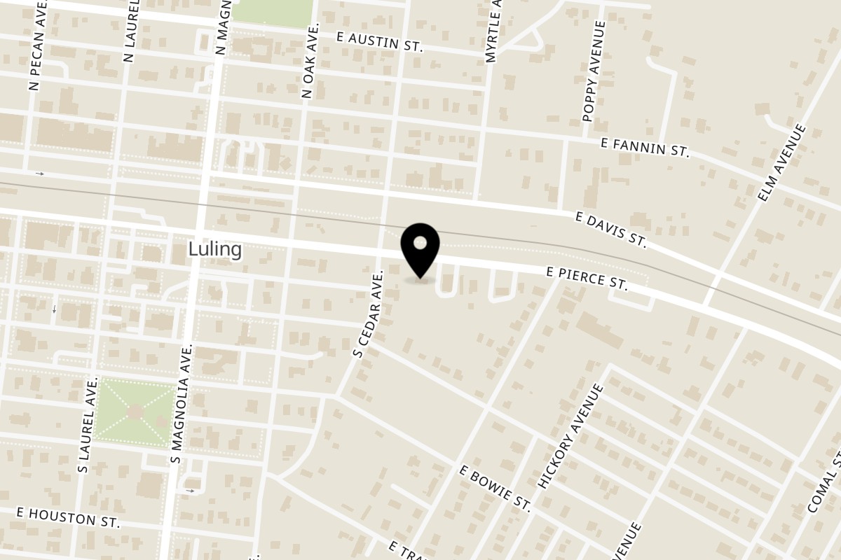 Map showing the location of Rusty Rooster Luling on 914 E Pierce St in Luling